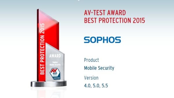 สถาบัน AV-Test มอบรางวัลด้านการป้องกันภัยคุกคามที่ดีที่สุดให้กับ Sophos Mobile Security For Android จากประสิทธิภาพการตรวจจับไวรัสถึง 100% ในช่วงปี 2558 ที่ผ่านมา