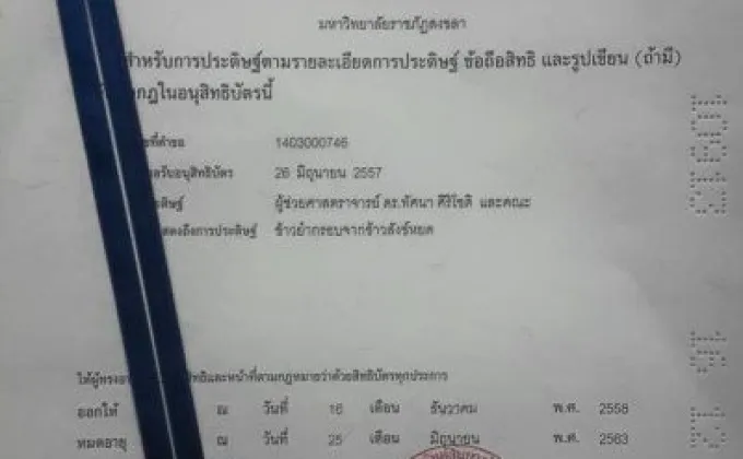 มรภ.สงขลา ได้อนุสิทธิบัตร “ข้าวยำกรอบจากข้าวสังข์หยด”