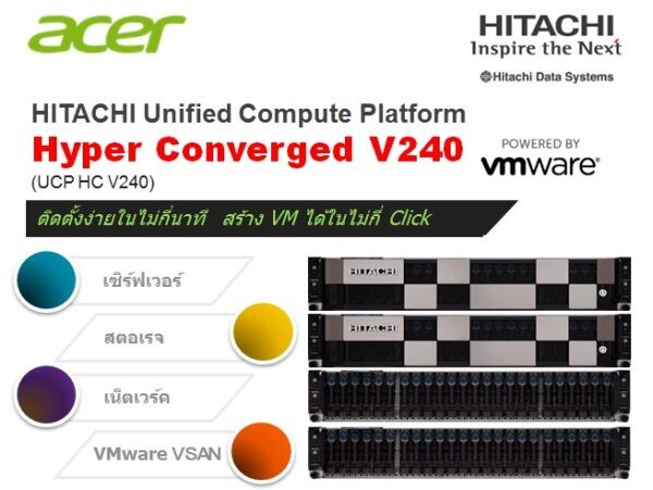 ฮิตาชิ ดาต้า ซิสเต็มส์ จับมือ เอเซอร์ เปิดตลาดไฮเปอร์คอนเวอร์จ นำ Hitachi UCP HC V240 ที่ใช้เทคโนโลยีล่าสุดจาก วีเอ็มแวร์ เพื่อตอบโจทย์องค์กรยุคดิจิทัล