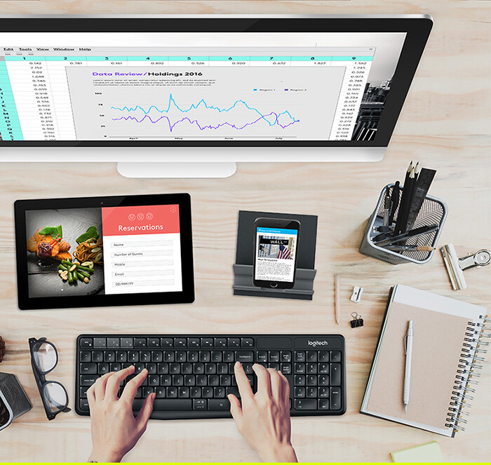 โลจิเทค เปิดตัวชุดคีย์บอร์ดไร้สายพร้อมขาตั้ง “โลจิเทค เค 375 เอส มัลติ-ดีไวซ์” คู่หูคู่โต๊ะสำหรับทุกอุปกรณ์ คีย์บอร์ดมาตรฐานเพื่อประสบการณ์พิมพ์งานบนโทรศัพท์หรือแท็บเล็ตได้อย่างราบรื่น