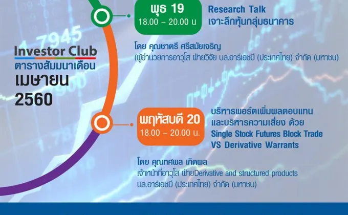 ตารางสัมมนา Investor Club คลับที่มากกว่าการลงทุน