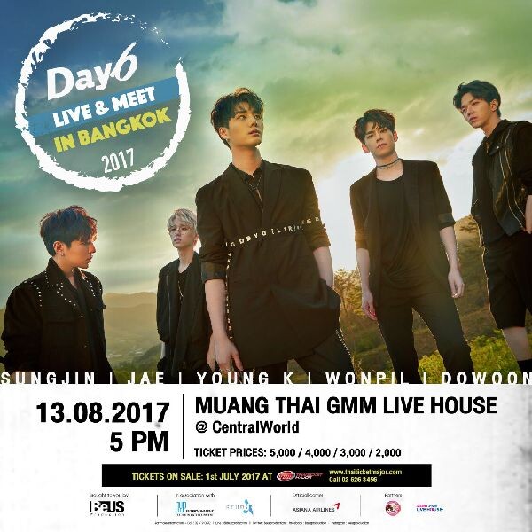 BeUS Production ร่วมงานกับ JYP Entertainmentอีกครั้ง 'DAY6’ คัมแบ็ค!!!  'DAY6 LIVE & MEET IN BANGKOK 2017’วันอาทิตย์ที่ 13 สิงหาคม 2560...มายเดย์รายงานตัว