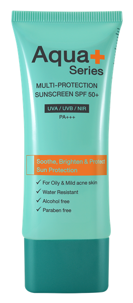 Aqua+ Series (อควาพลัส ซีรี่ส์) ผลิตภัณฑ์ดูแลและบำรุงผิวสูตรพิเศษ ขอแนะนำ Multi – Protection Sunscreen SPF50+ PA+++