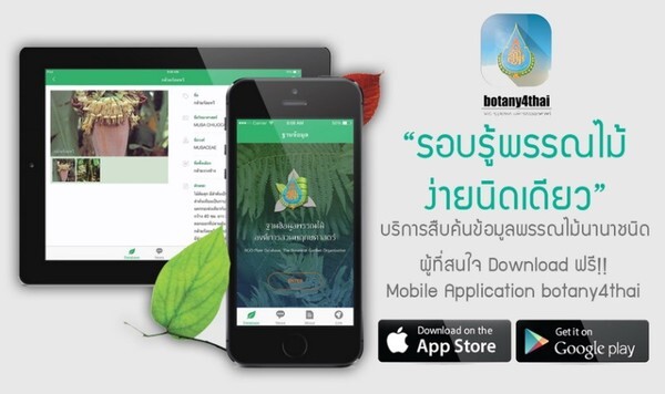 รอบรู้เรื่องพรรณไม้ ง่ายนิดเดียว มาค้นหา ง่ายๆได้โดย Mobile Application botany4thai บริการสืบค้นข้อมูลพรรณไม้นานาชนิด