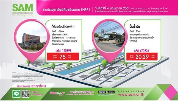 SAM หวังดันเศรษฐกิจกระเตื้อง คัดทรัพย์ลงทุน จัดประมูล 4 พ.ค. ศกนี้