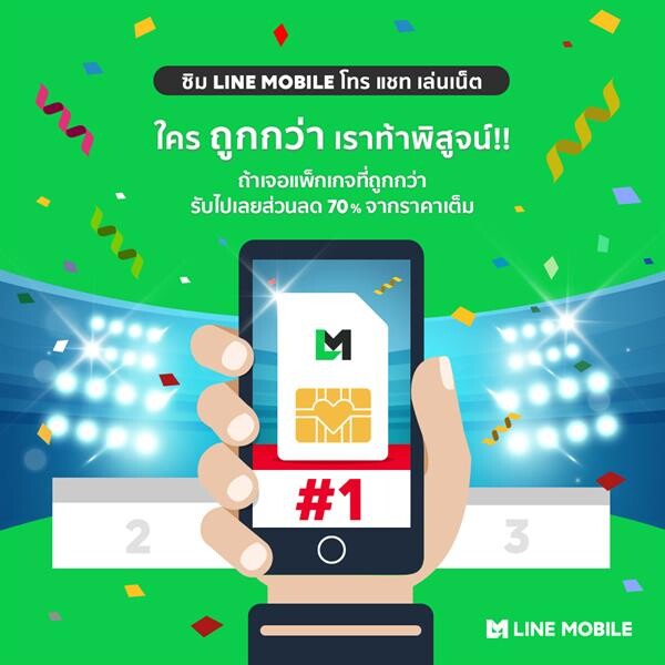 ซิม LINE MOBILE การันตีราคาถูกกว่าแน่นอน! ลุยแคมเปญ “Cheapest Challenge” ชวนผู้ใช้เทียบแพ็กเกจ รับส่วนลดสูงสุดทันที 70%