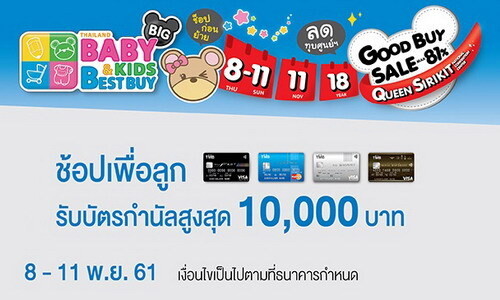 บัตรเครดิต TMB ให้คุณช้อปเพื่อลูกได้คุ้มยิ่งขึ้น ด้วยบัตรกำนัลเซ็นทรัลสูงสุด 10,000 บาท ที่งาน Baby & Kids Best Buy ณ ศูนย์การประชุมแห่งชาติสิริกิติ์