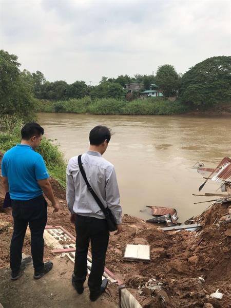 กปภ.พิจิตร เร่งตรวจสอบหาสาเหตุบ้านริมน้ำน่านทรุดตัว