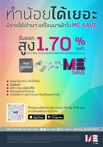 ME by TMB มอบโปรฯ พิเศษ เพื่อลูกค้าคนสำคัญเพียงเปิดบัญชี ME รับร่ม ME GET MORE ตั้งแต่วันนี้-30 ก.ย.62