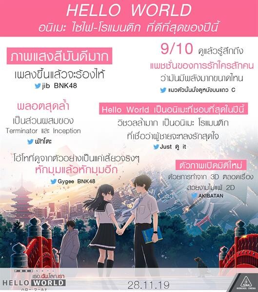 จิ๊บ - จีจี้ BNK48 พอร์ช - มาร์ค CONVERSATION THAILAND และ PANPAN YEEYEE นำทีมแฟนอนิเมะเมืองไทย อินไปกับ Hello World เธอ.ฉัน.โลกเรา รอบสื่อมวลชน