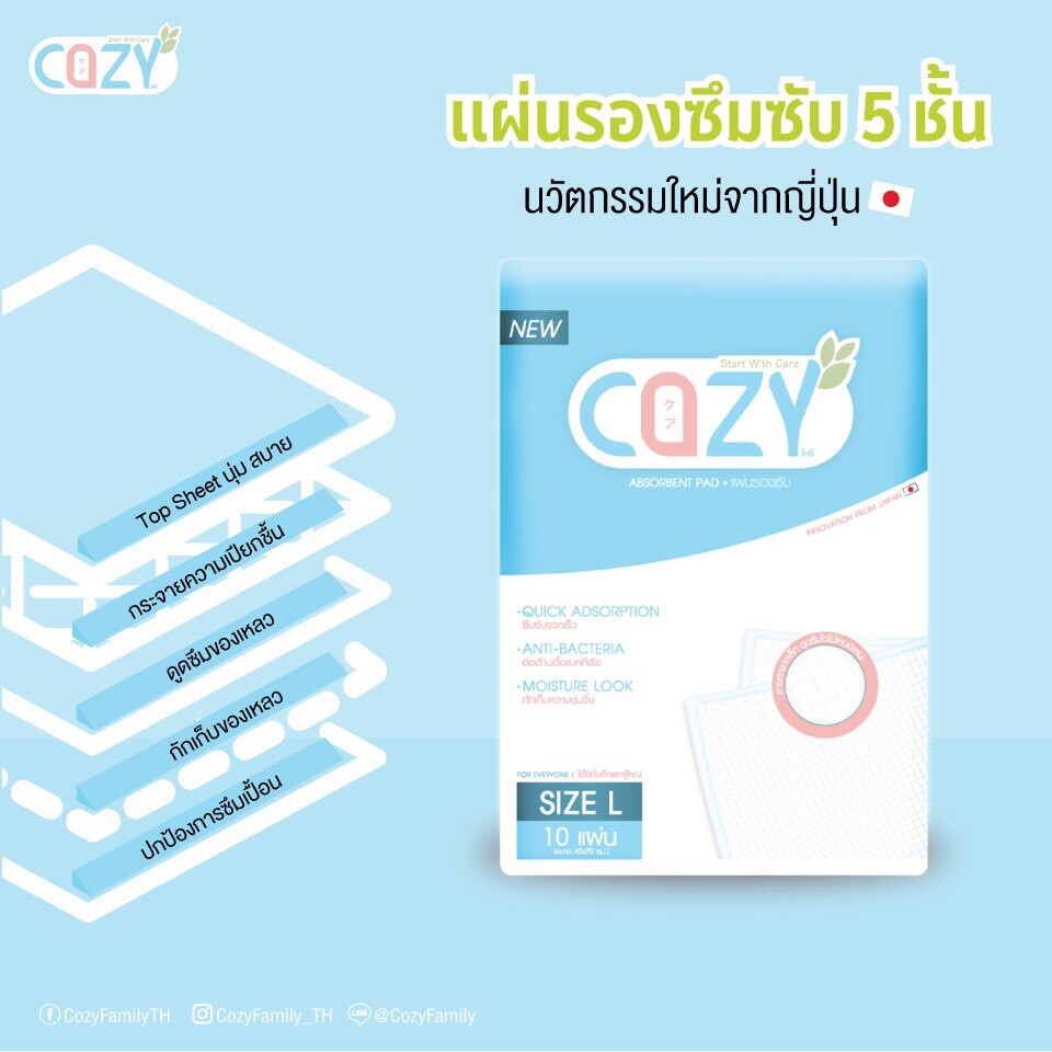 เซ็นทรัล เฮลท์แอนด์แคร์ แนะนำผลิตภัณฑ์ 'COZY’ แผ่นรองซับคุณภาพ นวัตกรรมใหม่จากญี่ปุ่น