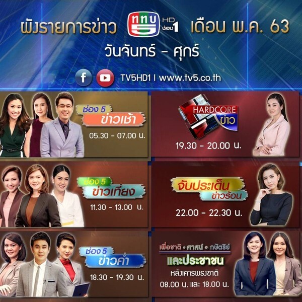 ช่อง 5 ร่วมพิชิตโควิด-19 ขยับผังข่าวใหม่ เดือน พ.ค. 63