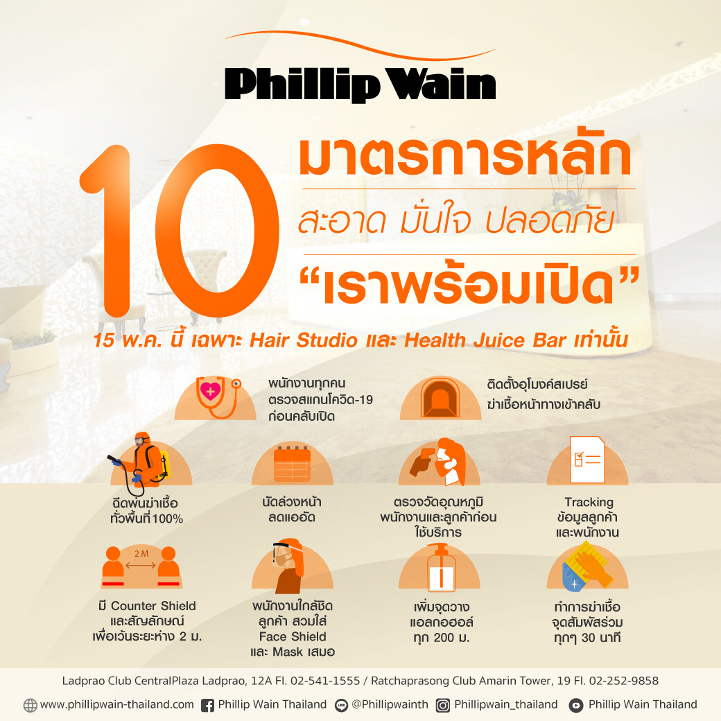 ฟิลิป เวน เตรียมมาตรการเปิดคลับ ฝ่าวิกฤต COVID -19 (โควิด-19) พร้อมปรับรูปแบบการให้บริการ สอดรับ “New Normal"