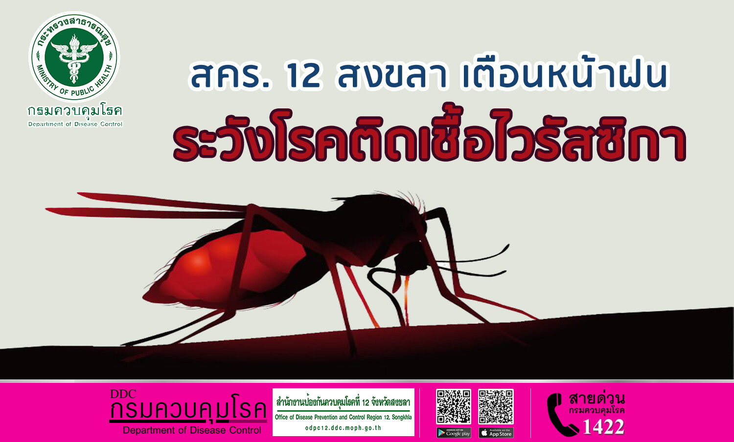 สคร. 12 สงขลา เตือนหน้าฝน ระวังโรคติดเชื้อไวรัสซิกา