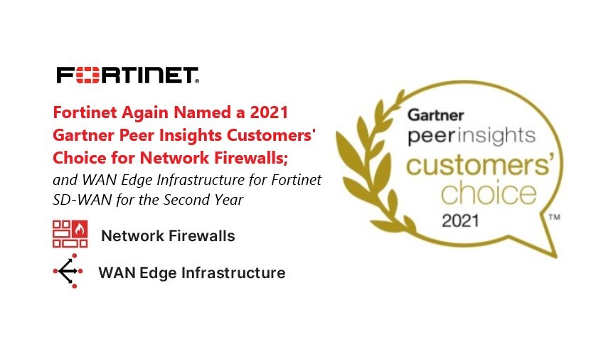 Fortinet Again Named a 2021 Gartner Peer Insights Customers