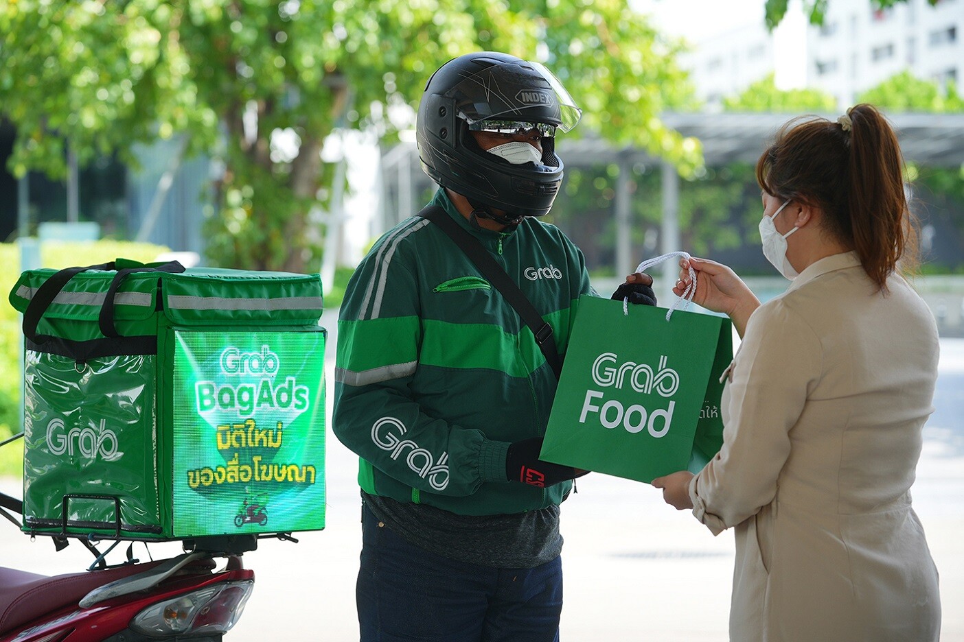 Grab Thailand pilot launches "Digital BagAds", an LED ads display on delivery-partners' bags