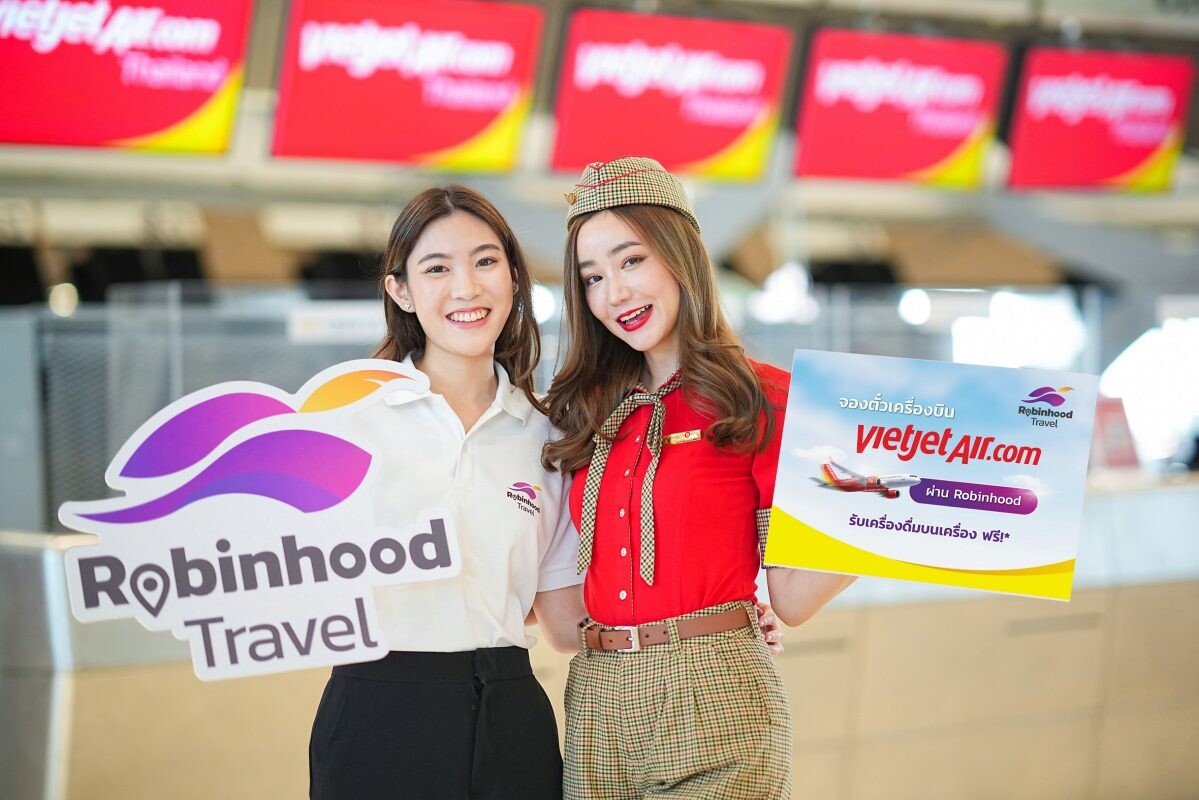 Robinhood travel customers to enjoy exclusive free drink and special experiences on Thai Vietjet flights, promising refreshing journeys