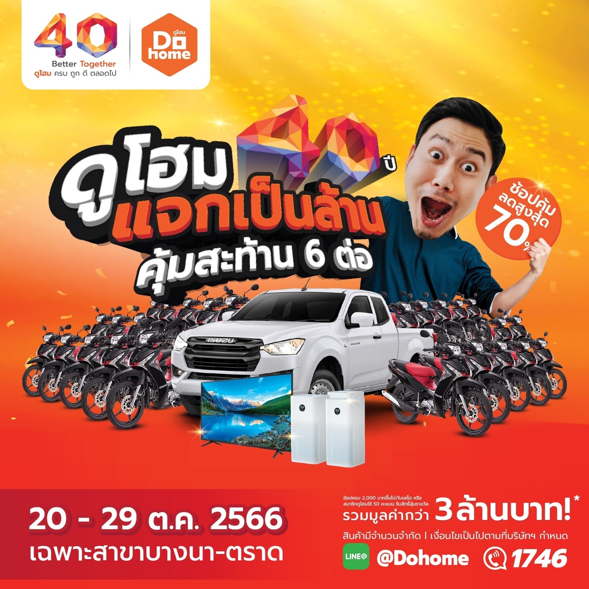 ดูโฮม จัดโปรโมชั่นฉลองใหญ่!! ครบรอบ 40 ปี 'สาขาบางนา-ตราด' ยิ่งช้อปมาก ยิ่งได้คืนมาก ลุ้นโชคใหญ่รวมมูลค่ากว่า 3 ล้านบาท