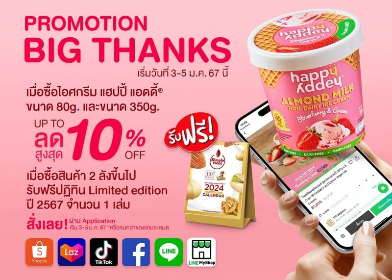 แฮปปี้ แอดดี้(R) ไอศกรีมของคนรักสุขภาพจัดโปรโมชั่นรับปีใหม่