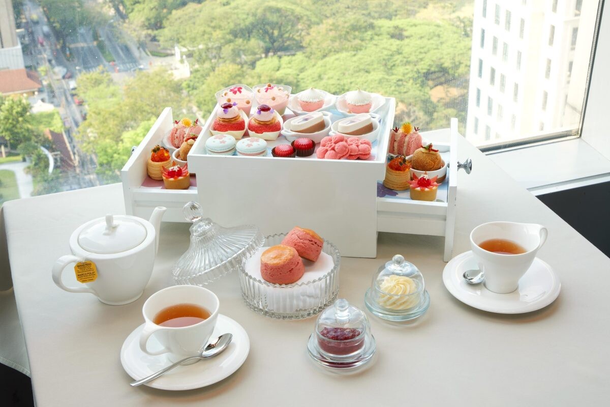 Dazzled in a symphony of pastel hues and the essence of springtime with the "Sense of Sakura Afternoon Tea" at The Okura Prestige Bangkok