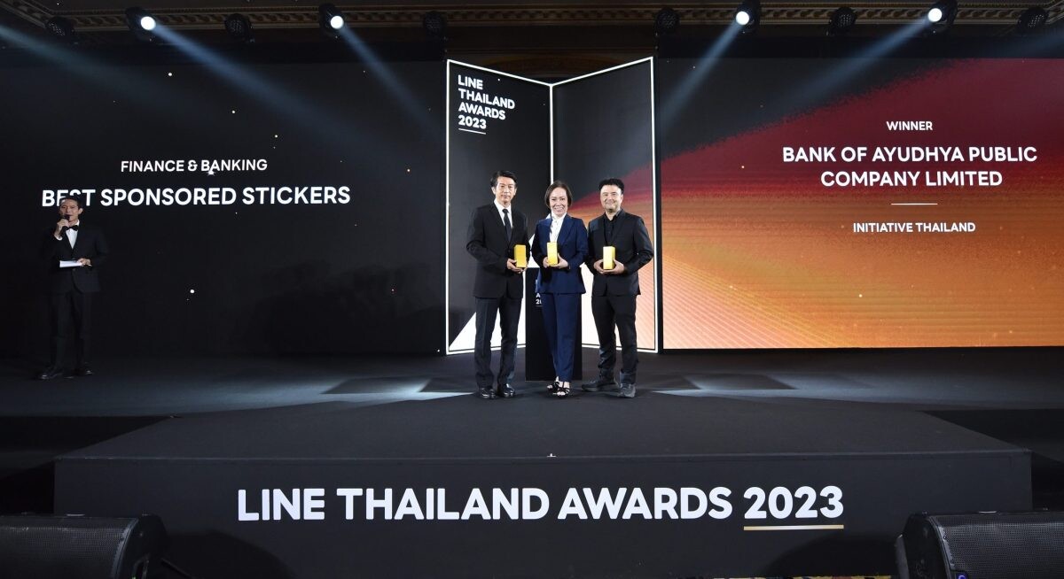 Krungsri wins Best Sponsored Stickers in Finance & Banking Award at LINE THAILAND AWARDS 2023 for its highest number of sticker downloads and usage