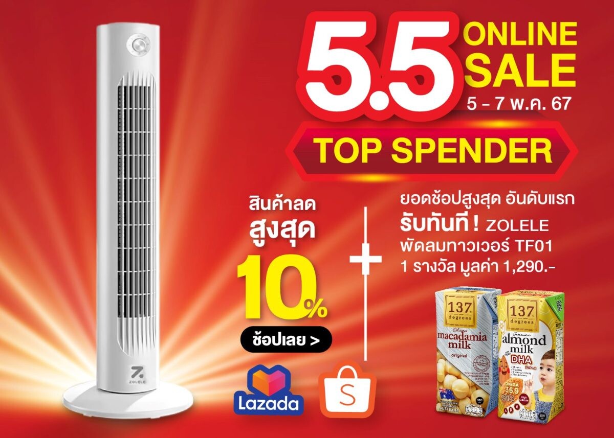 137ดีกรี(R) จัดโปรโมชันพิเศษ 5.5 Online Sale "Top Spender"