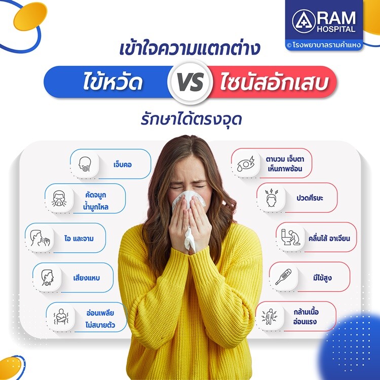 ไข้หวัด VS ไซนัสอักเสบ เข้าใจความแตกต่าง รักษาได้ตรงจุด