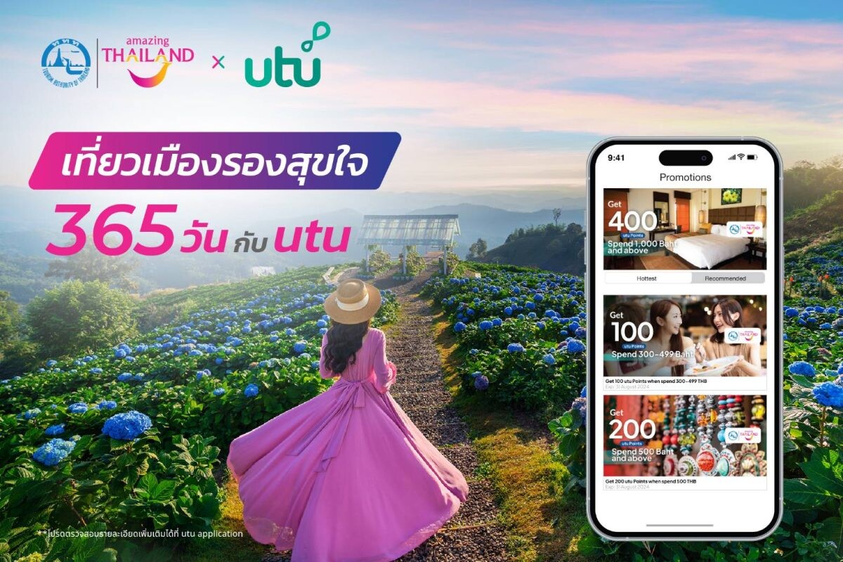 ททท. ร่วมกับแอปพลิเคชัน utu จัดกิจกรรม "เที่ยวเมืองรองสุขใจ 365 วัน กับ utu" กระตุ้นการใช้จ่ายท่องเที่ยว 55 เมืองรอง แลกคะแนนพร้อมรับเครดิตเงินคืนสูงสุดถึง 100%