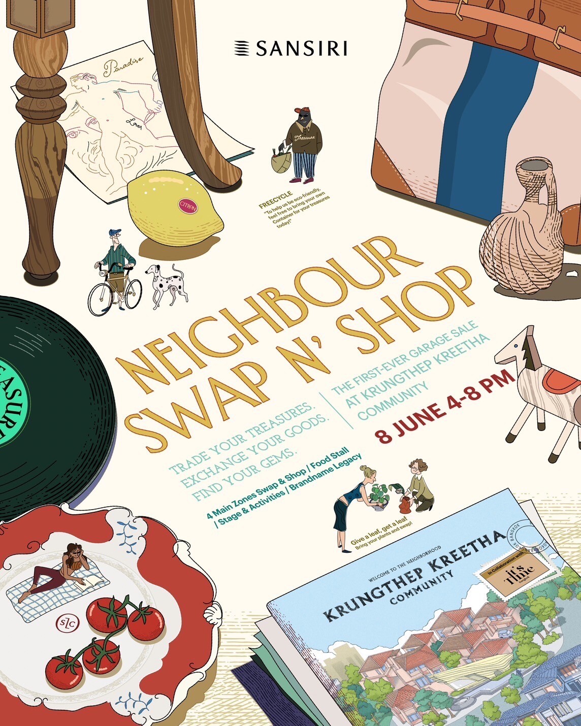 ครั้งแรก! "Sansiri Neighbour Swap N' Shop" แสนสิริ ชวนคุณช็อปปิ้ง และ แฮงค์ เอาท์ แบบมีสไตล์ 8 มิถุนายน นี้ ที่คอมมูนิตี้ใจกลางเมือง Sansiri Krungthep Kreetha Community