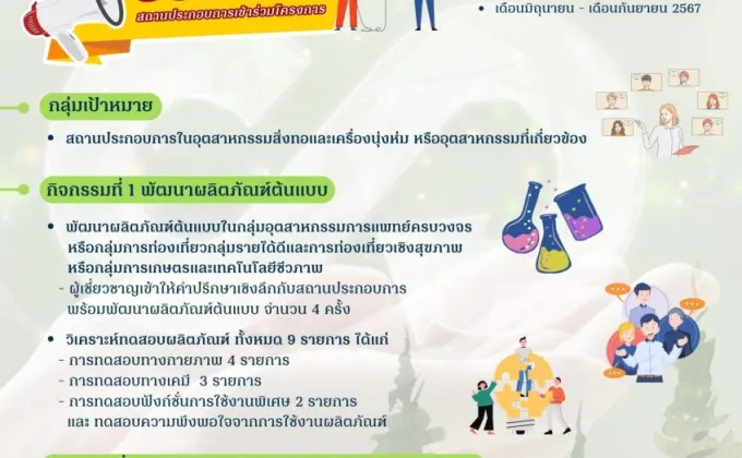 สศอ. ร่วมกับ สถาบันฯสิ่งทอ เปิดรับผู้ประกอบการร่วมโครงการพัฒนาวัสดุเชิงเทคนิคด้วยกระบวนการ