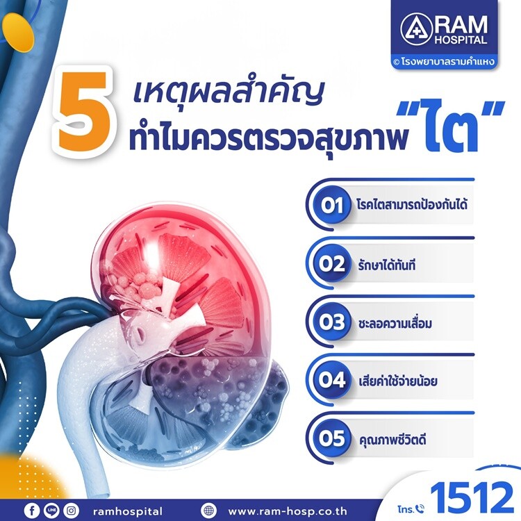 5 เหตุผลสำคัญ ทำไม?...ควรตรวจสุขภาพ "ไต"