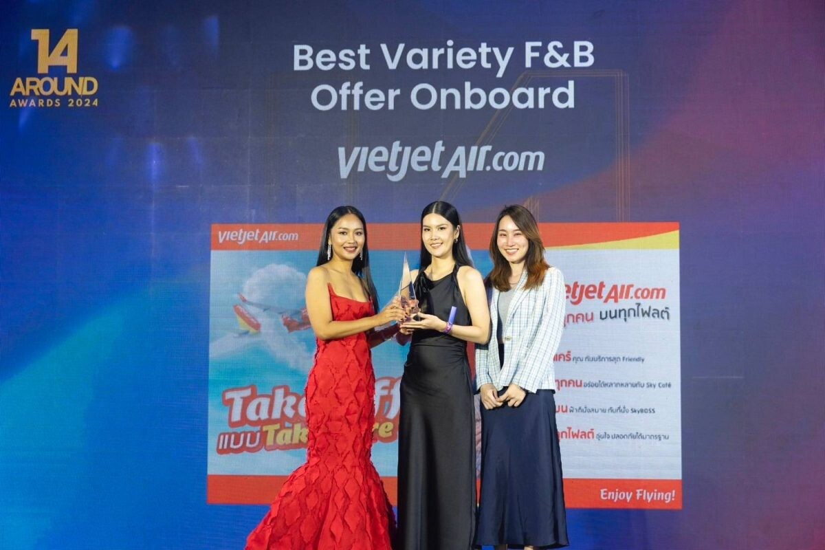 เวียตเจ็ทไทยแลนด์คว้ารางวัล 'Best Variety F&amp;B Onboard' ในงาน Around Awards 2024