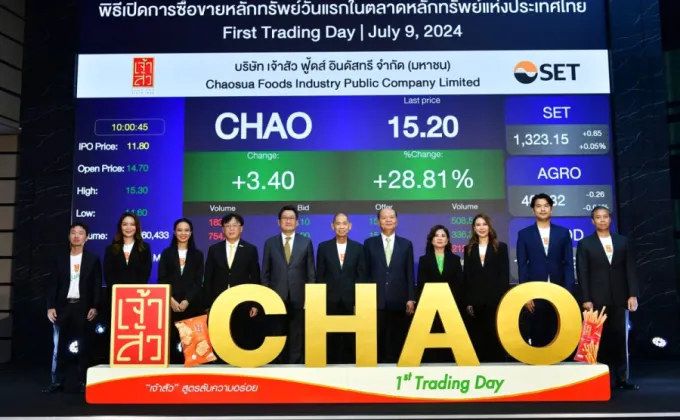 CHAO เข้าเทรดวันแรกในตลาดหลักทรัพย์แห่งประเทศไทย