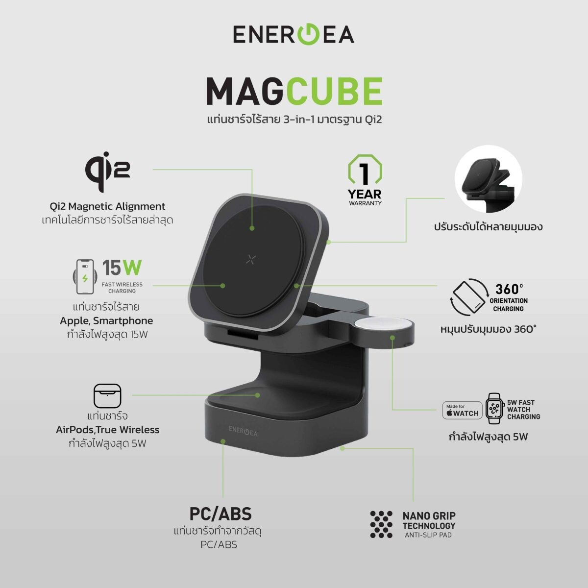 อาร์ทีบีฯ เปิดตัว MagCube แท่นชาร์จแม่เหล็กไร้สาย 3-in-1 สุดจิ๋ว จากแบรนด์ Energea มาพร้อมมาตรฐาน Qi2 ช่วยให้ชาร์จได้เร็วขึ้นถึง 30%