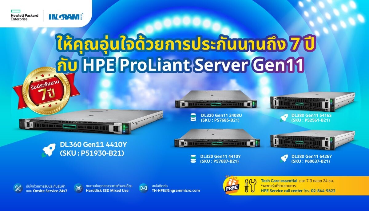 ให้คุณอุ่นใจด้วยการรับประกันนานถึง 7 ปี กับ HPE ProLiant Server Gen11