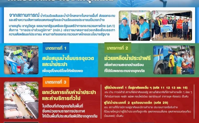 อนุทิน สั่งด่วน! กปภ. ยกเว้นเก็บค่าน้ำประปาพื้นที่ประสบภัย