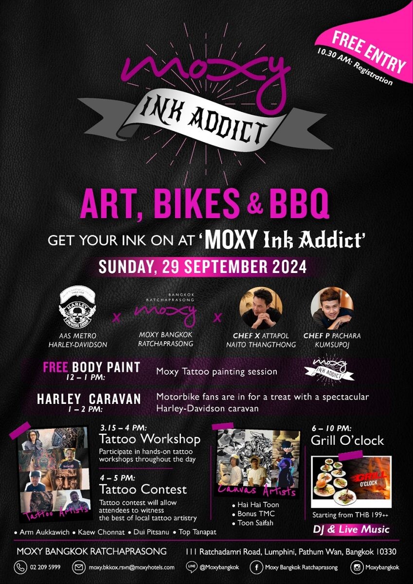 Art, Bikes &amp; BBQ: Get Your Ink On at 'Moxy Ink Addict' by Moxy Bangkok Ratchaprasong