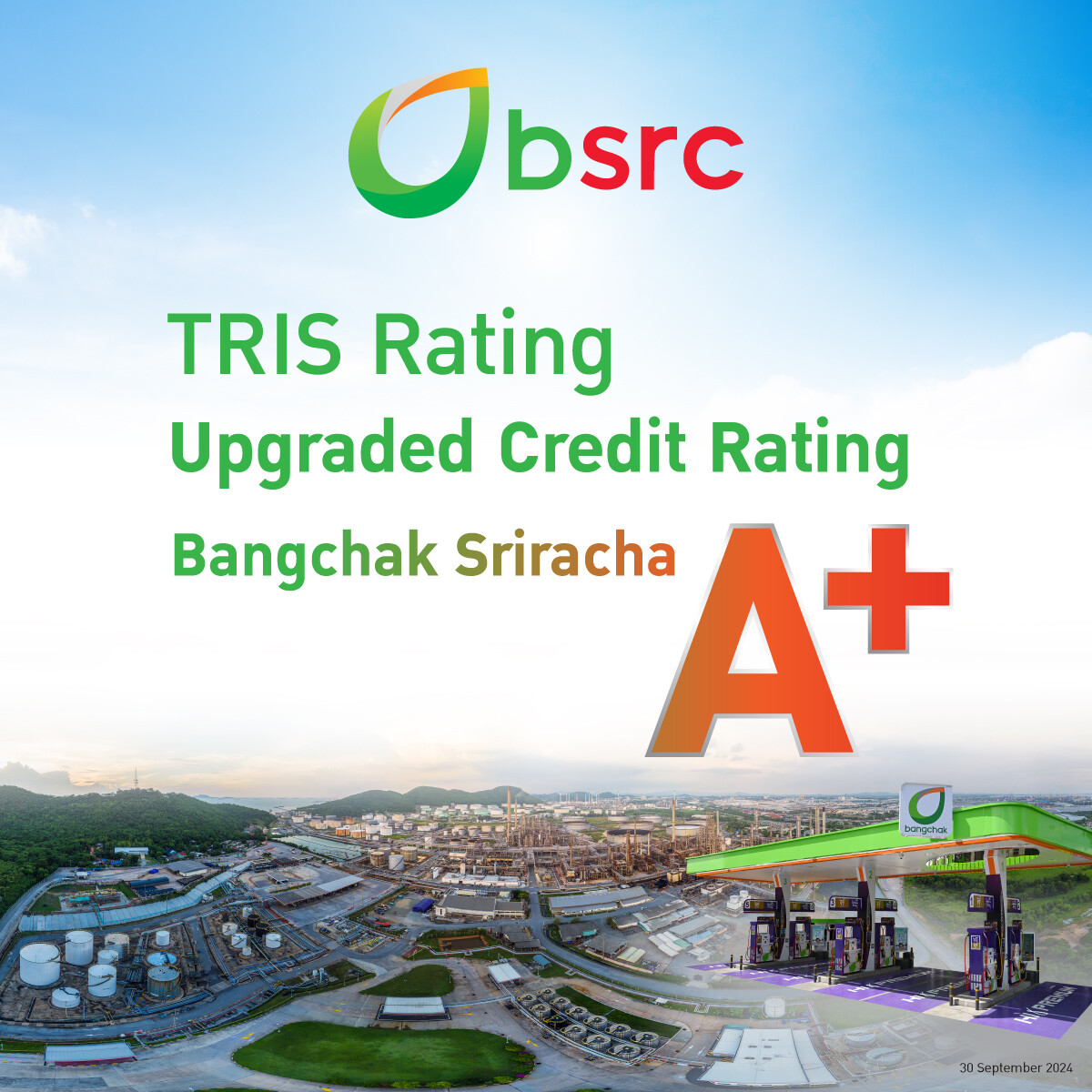 Bangchak Sriracha's Credit Rating Firmly Upgraded to "A+" by Tris Rating, Reaffirming the Success of Synergy with Bangchak Group