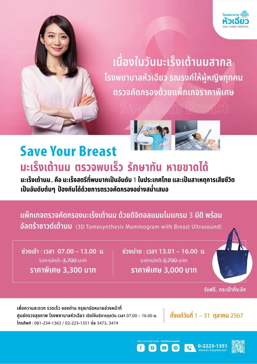 Save Your Breast มะเร็งเต้านม ตรวจพบเร็ว รักษาทัน หายขาดได้