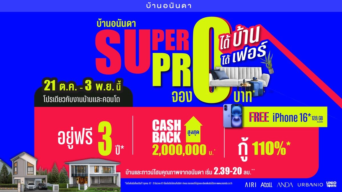 อนันดาฯ ลุยต่อไตรมาส 4 โค้งสุดท้ายปี 67 ส่งดีลซูเปอร์คุ้ม!! หวังให้คนเมืองมีที่อยู่อาศัยง่ายขึ้น กับคอนโด บ้านเดี่ยวและทาวน์โฮม พร้อมอยู่ แต่งครบ ใกล้รถไฟฟ้า