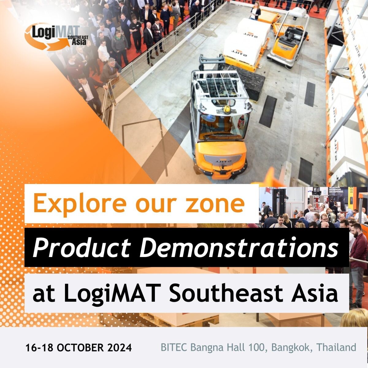 เตรียมสัมผัสโลกอุตสาหกรรมโลจิสติกส์แห่งภูมิภาคเอเชีย ครั้งใหม่ ในงาน "LogiMAT Southeast Asia 2024" เริ่ม 16 ต.ค. 67 นี้ ที่ ไบเทคฯ