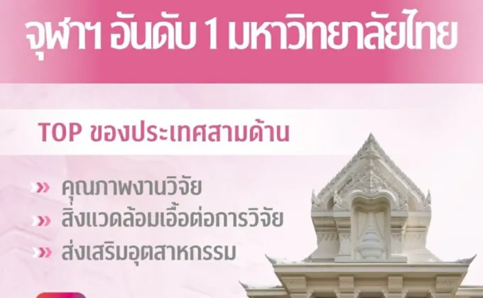 จุฬาฯ อันดับ 1 มหาวิทยาลัยไทย