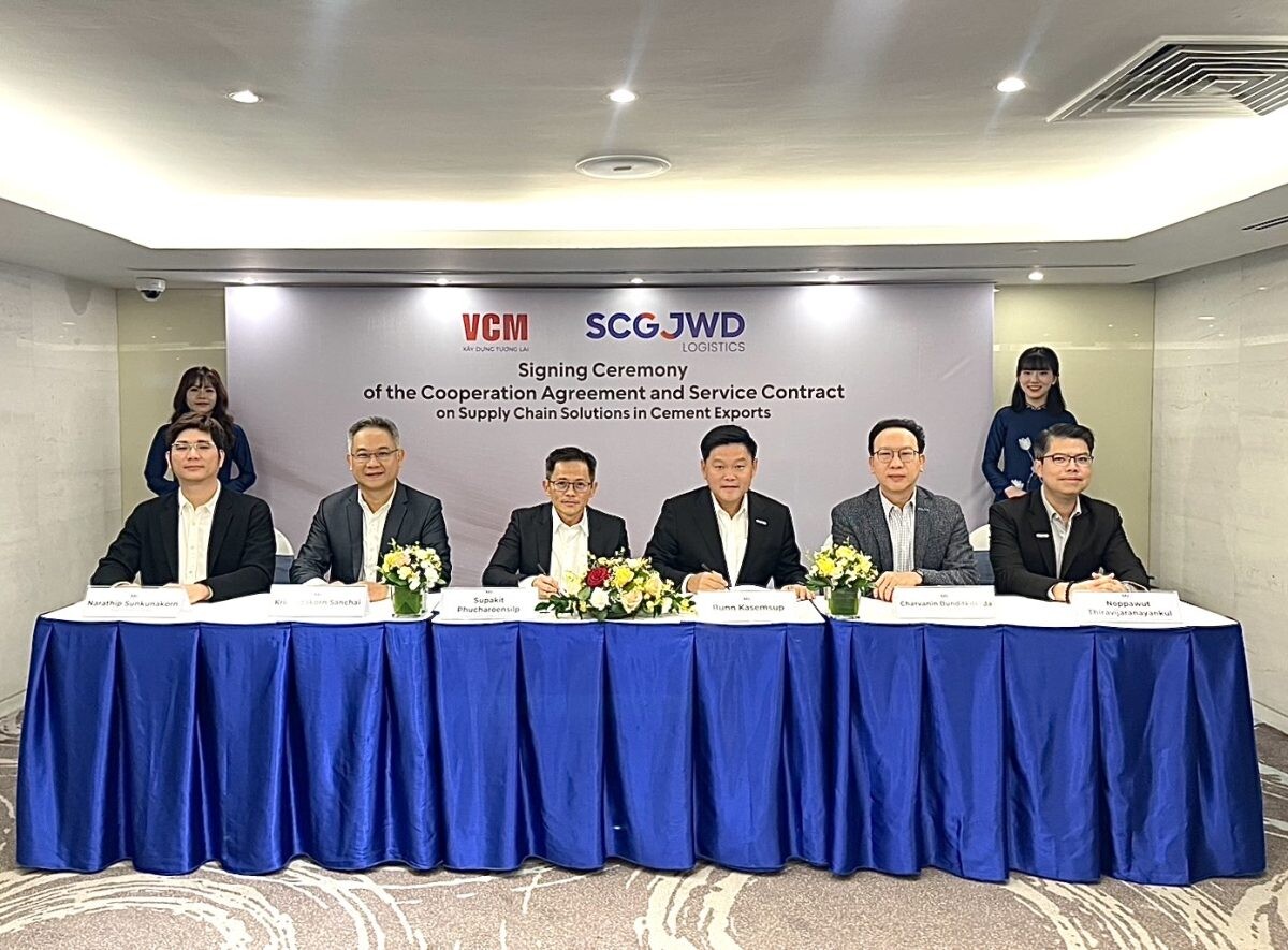 SJWD รุกให้บริการ 'End-to-End Supply Chain Solution' ในเวียดนาม เซ็นเอ็มโอยู VCM ให้บริการขนถ่ายวัตถุดิบและลำเลียงซีเมนต์เพื่อการส่งออก พร้อมลงทุนเครื่องจักรครบวงจร