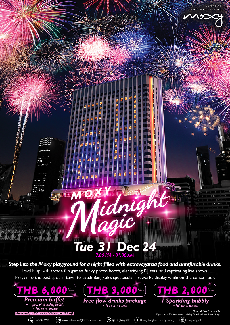 Ring in the New Year at Moxy Bangkok Ratchaprasong: Fireworks, Premium Buffet, and One of Bangkok's Best Countdown Experiences