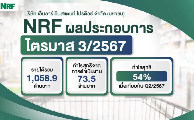 NRF โชว์กำไรไตรมาส 3/2567 เติบโตแข็งแกร่งโกยรายได้