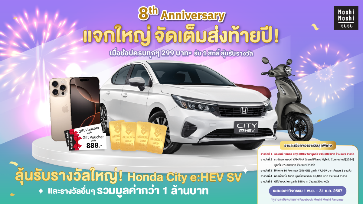 "MOSHI" ฉลองครบรอบ 8 ปี สู่การเติบโตอย่างยั่งยืน อัดแคมเปญพิเศษ 'แจกใหญ่ แทนคำขอบคุณ' เดินหน้าขับเคลื่อนวิสัยทัศน์ มอบความสุขด้วยการสรรค์สร้าง ผลิตภัณฑ์ที่มีดีไซน์เป็นเลิศ