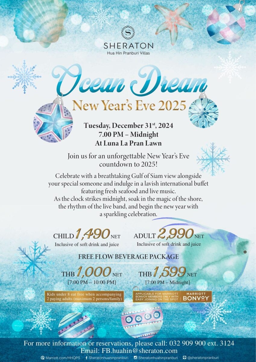 Celebrate a Festive Christmas and Sparkling New Year's Eve at Sheraton Hua Hin Pranburi Villas