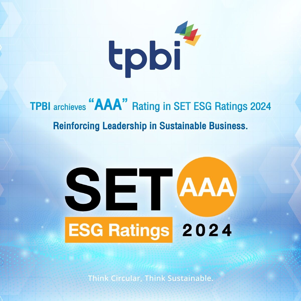 TPBI Achieves AAA Rating in SET ESG Ratings 2024, Reinforcing Leadership in Sustainable Business