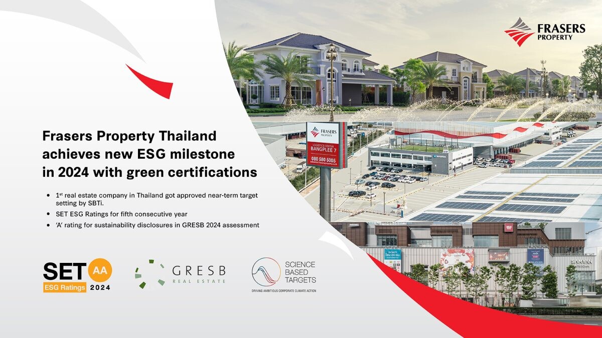 Frasers Property Thailand achieves new ESG milestone in 2024 with green certifications