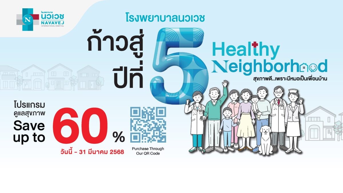 รพ.นวเวช ก้าวสู่ปีที่ 5 จัดแคมเปญ Healthy Neighborhood สุขภาพดี…เพราะมีหมอเป็นเพื่อนบ้าน ลดสูงสุดกว่า 60% ตั้งแต่วันนี้ ถึง 31 มีนาคม 2568